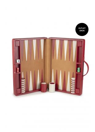 Kırmızı Hakiki Deri Tavla