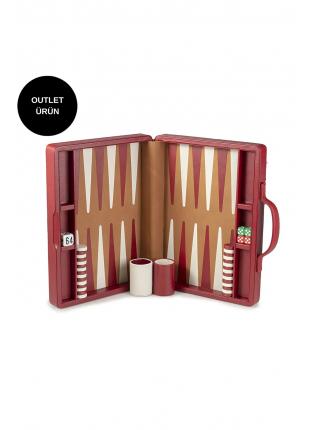 Kırmızı Hakiki Deri Tavla